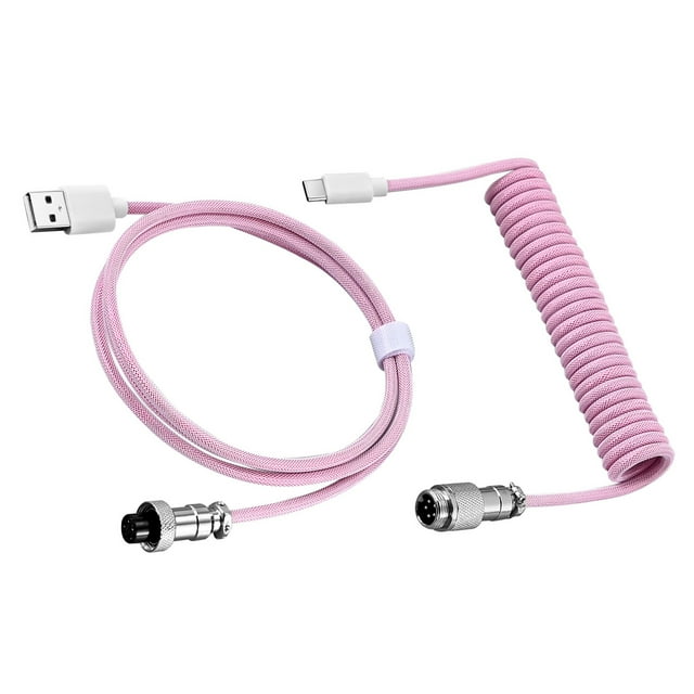 pitrice Structure Interne Durable et Robuste pour Bricolage Aviation Câble de Prise Clavier Mécanique Bobiné de Bureau Rose