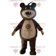 Brown and beige teddy bear mascot