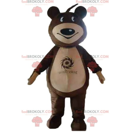 Brown and beige teddy bear mascot