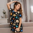 thumbnail image 6 of Bixox Planets In Deep Space Pattern Women's Nightgown, Soft & Breathable Sleepwear, Round Neck Knee-Length Pajama Dress,Loungewear for Home & Sleep, 6 of 7