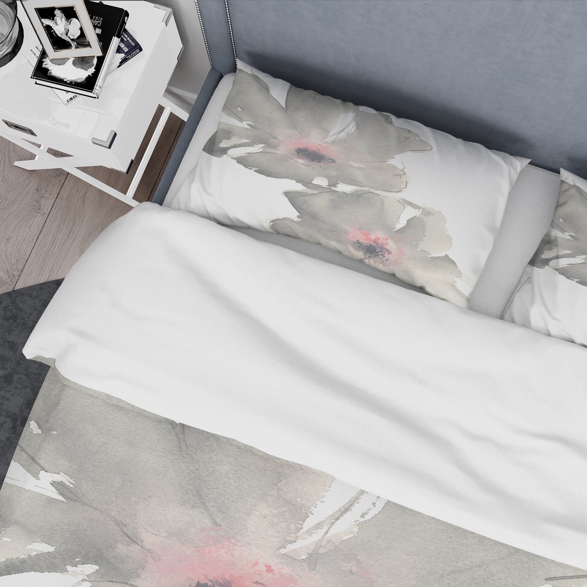 Designart 'Shabby Gray Blush Cosmo II' Shabby Duvet Cover Set