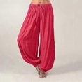 thumbnail image 4 of Plus Size Women Harem Pants Casual Long Pant Solid Color Loose Baggy Yoga Pants Ladies Women Leisure Cotton Linen Trousers, 4 of 5