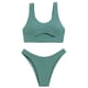 thumbnail image 1 of Nuevo traje de baño dividido sentido femenino ahuecado color sólido parte de atrás bonita bikini estilo de vacaciones, 1 of 5