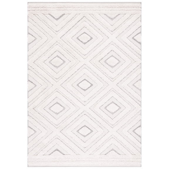 SAFAVIEH Cottage Wight Geometric Indoor/Outdoor Area Rug, Ivory/Light Grey, 8' x 10'