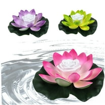 3Pcs Solar Powered Floating Pool Light, Lotus Flower Light with Color Changing, Led Lifelike Floating Lamp Battery Operated Lily Pad Flower