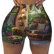 thumbnail image 2 of Balery Charming Garden Patio Pantalones cortos de entrenamiento estampados para mujer, sin costuras, ajustados, para gimnasio, yoga, correr, deportes, ejercicio activo, fitness.-Large, 2 of 8