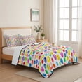 thumbnail image 5 of Full Quilt Set 78''x90'', Colorful Polka Dot Lightweight Summer Bedspread Coverlet Set with 2 Pillow Shams, Watercolor Rainbow Polka Dots Breathable All Season Quilt Bedding for Bedroom/Guest Room, 5 of 9