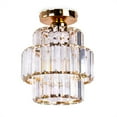 thumbnail image 5 of FRIXCHUR Double-Layers Crystal Chandeliers Mini Chandelier Modern Flush Mount Ceiling Light Fixture for Bedroom Hallway Bar Kitchen Bathroom(Gold), 5 of 10