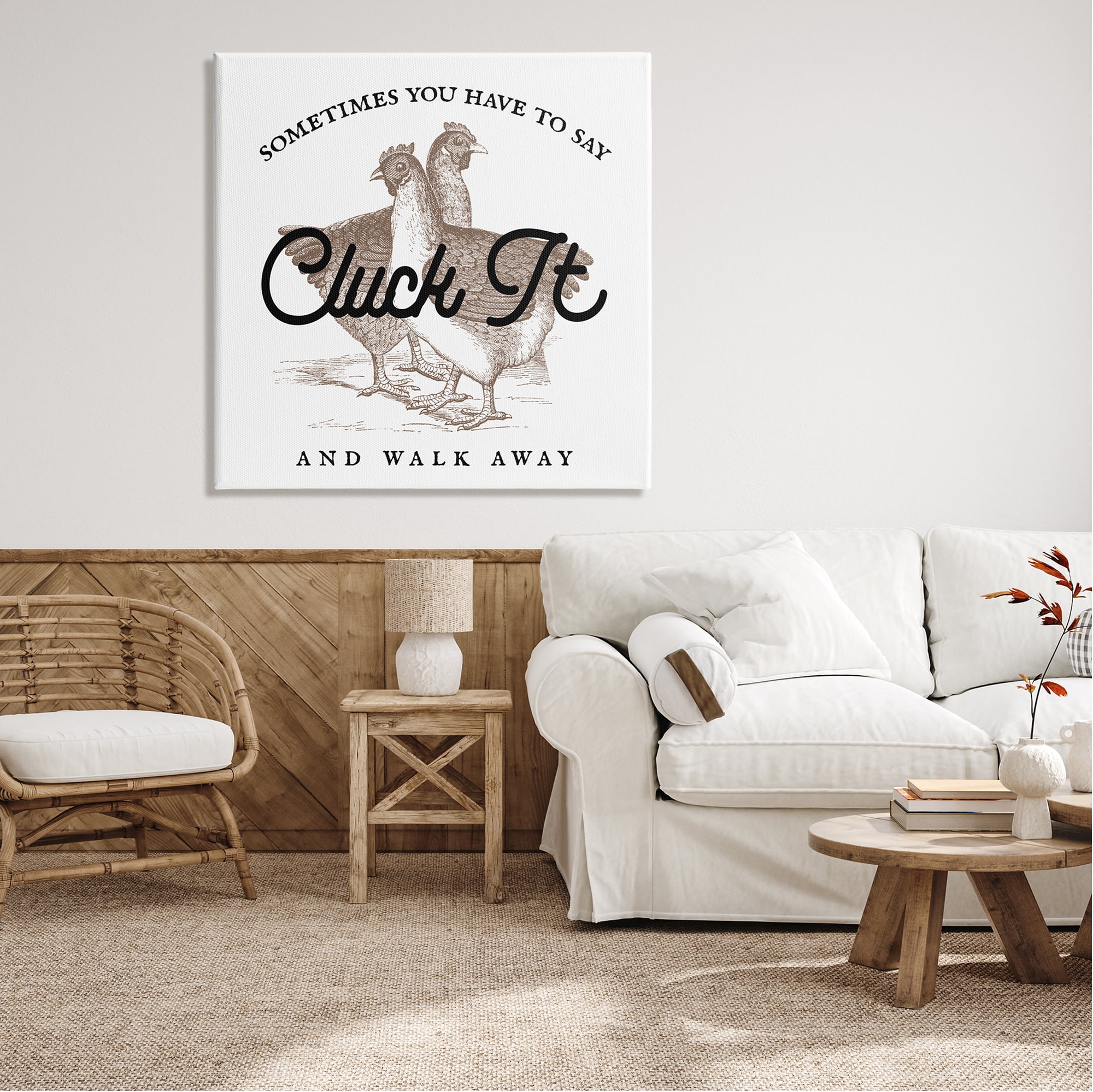 Stupell Cluck It & Walk Away Funny Chickens Animals & Insects Painting Gallery Wrapped Canvas Print Wall Art