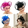 thumbnail image 2 of RUISINERY Elegant Feathered Tulle Cocktails Hat Fascinator For Women Elegant Party Headpiece With Netting Detail for Bride, 2 of 7