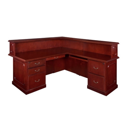 Prestige 72" Reception Desk with 48" Right Return with Full Pedestals, Mahogany