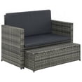thumbnail image 2 of vidaXL 2 Piece Garden Lounge Set with Cushions Poly Rattan Grey, 2 of 5