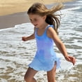 thumbnail image 3 of Girls Two-Piece Swimwear Set for Girls Long Sleeve Rash Guard with Swim Shorts UPF50+ Sun for Beach Pool, 4-5 Years, Blue, 3 of 5
