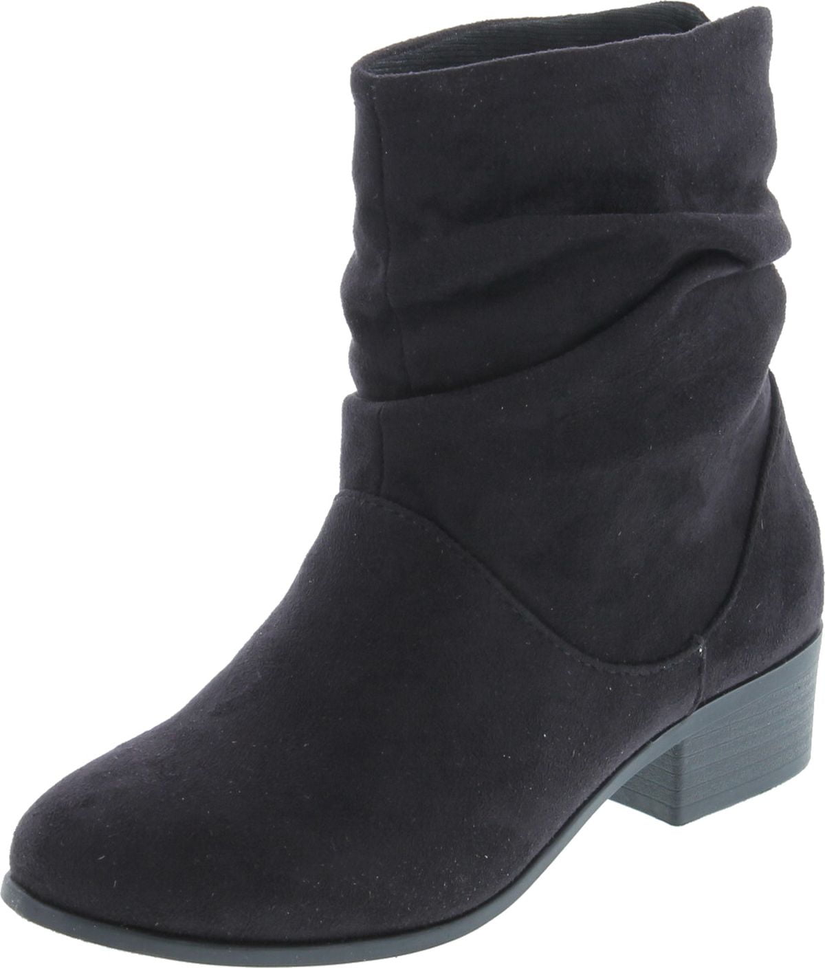 Low Block Heel Ankle Booties, Black 