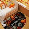thumbnail image 4 of Oioii 60x40cm Thanksgiving Fall Decor Pumpkin Half Round Velvet Doormat Washable Semi Circle Rug Non Slip Floor Mat for Indoor Outdoor Bathroom Kitchen Entryway Bath Holiday Decor, 4 of 6