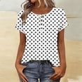 thumbnail image 2 of Staron Women's Spring Summer Casual Printed Button-Up Shirt Round Neck Short Sleeve Loose Top Tunic Blouse, White XXL, 2 of 7