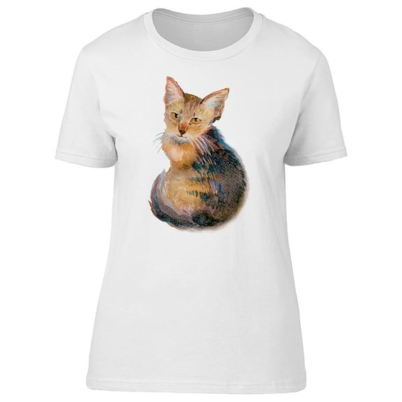 Cute Cat With Orange Eyes T-Shirt Women -Image by Shutterstock, Female Small