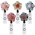 thumbnail image 5 of Dream Lifestyle Badge Holder Rotating Pull Clasp Design Sackcloth Retractable Flower Decorative Badge Reel School Supplies, 5 of 8