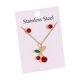 thumbnail image 2 of Delicado conjunto de collar y aretes de clavícula de acero inoxidable 304, luces dulces, regalo de lujo, joyería de acero inoxidable, 2 of 7