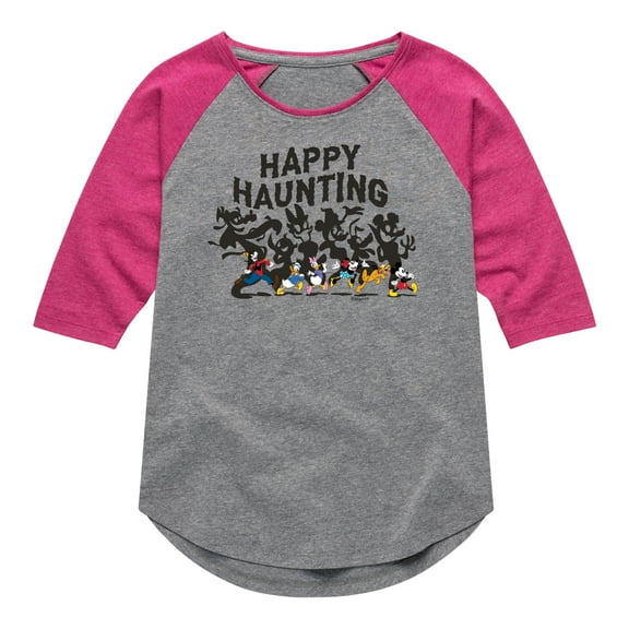 Mickey & Friends - Happy Haunting - Toddler And Youth Girls Raglan Graphic T-Shirt