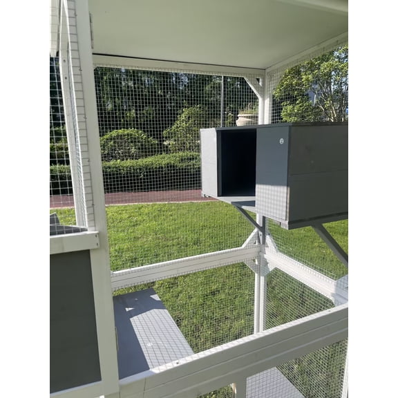 LiviNest Outdoor Cat Enclosure Two-Tier Wooden Cat House with Lockable Wheels - Large Cat Cage for Backyard & Garden - Secure Pet Playpen with Platforms & Hideouts for Indoor Cats