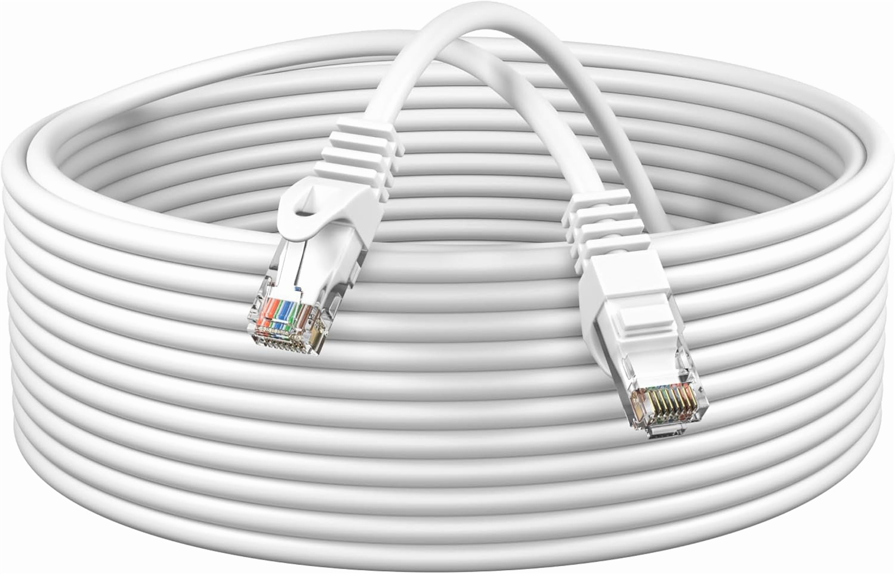 Cat5e 10-Pack of 25FT Network Ethernet Patch Cable, 350Mhz Internet Wire, For Router, Modem, PC, Laptop, TVs, Printer Cord, Consoles, Copper-Clad Aluminum, White, Cables Direct Online
