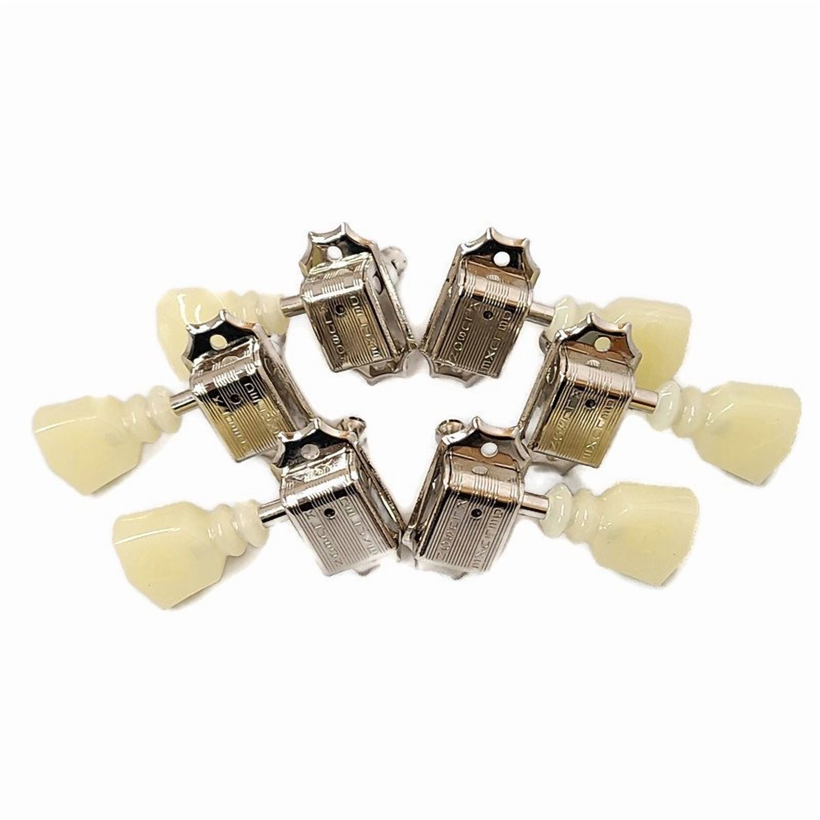 Kluson Guitar Tuning Pegs Machines 3+3 Nickel Pearl Green Double Line Les Paul