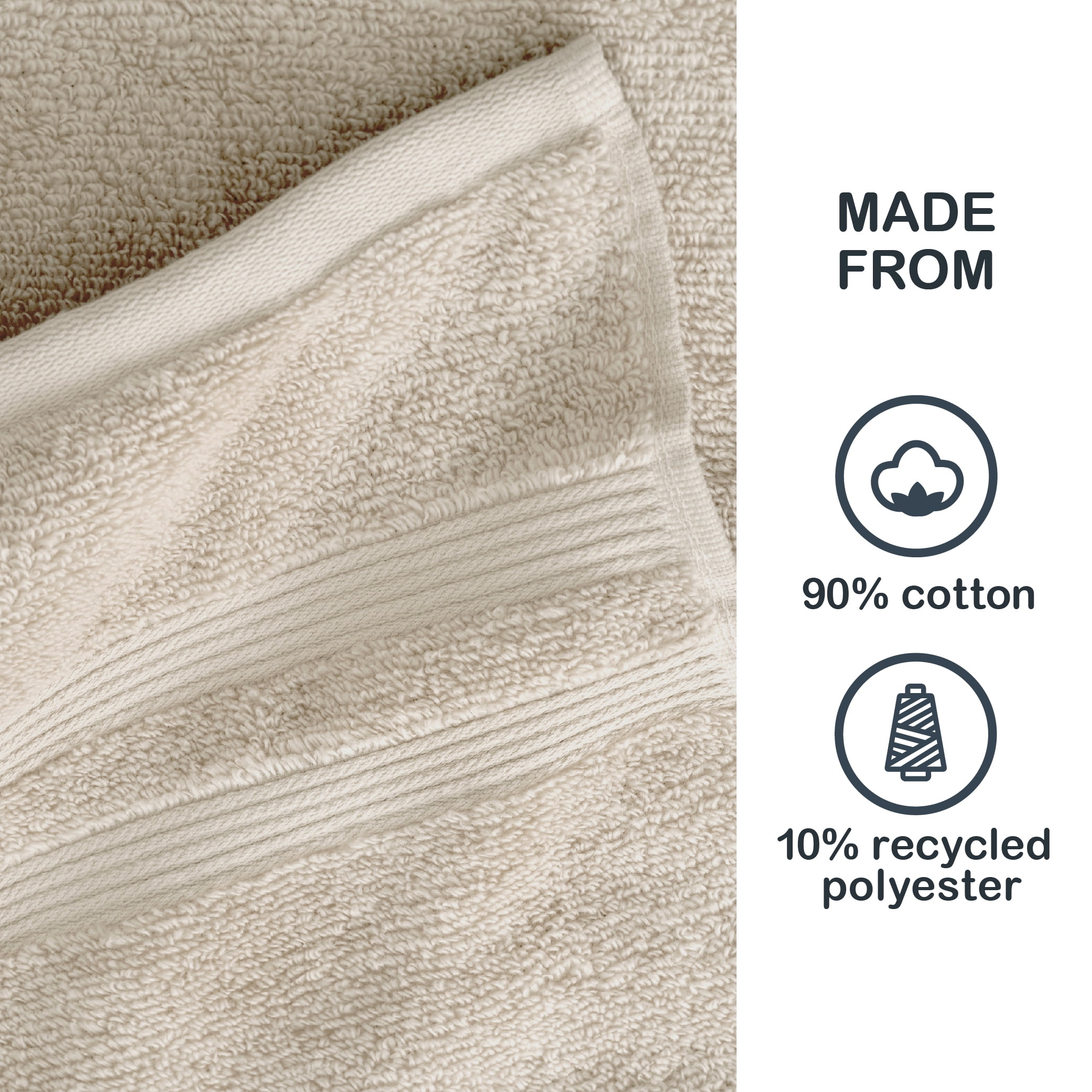 (2 pack) Mainstays Performance Bath Towel, Quick Dry, Fade Resistant, Beige, 30 in x 54 in