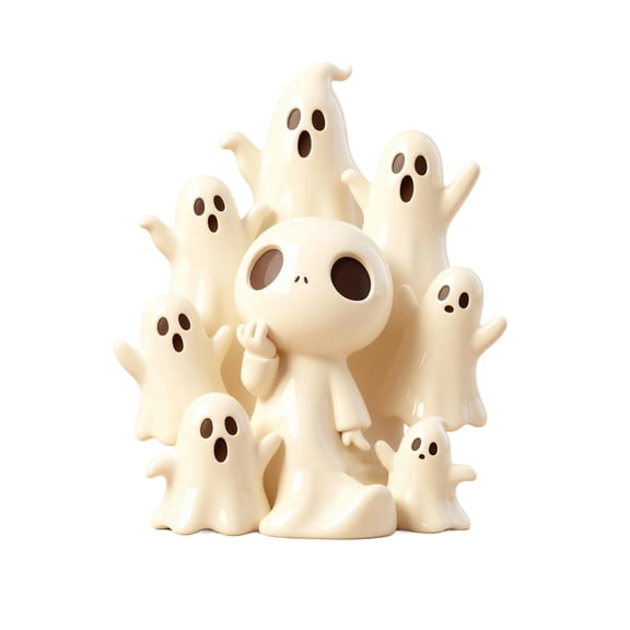 Halloween Ghost Figurine, Cream Smooth Finish Spooky Cute Design, 1 Pack Tabletop Decor, for Indoor Halloween Party Home Shelf Mantel Desk Decoration Holiday Season Display Ornament