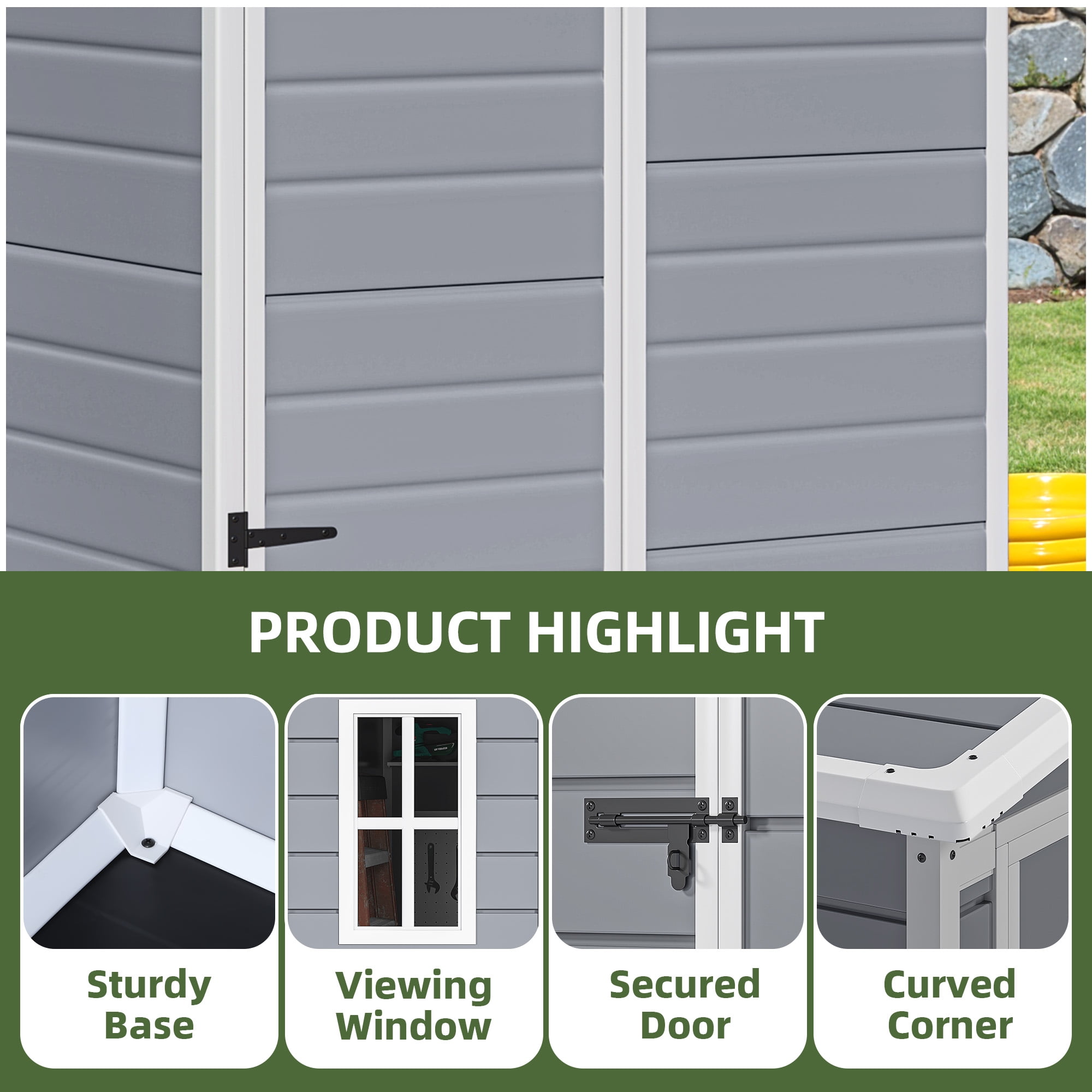 Uforic Resin Outdoor Storage Shed, 5x3 FT with Floor All-Weather Resin Storage Shed with Lockable Door & Window, Waterproof