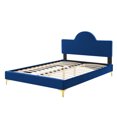 thumbnail image 5 of Platform Bed Frame, King Size, Blue Navy, Velvet, Modern Contemporary, Bedroom Master Guest Suite Room, 5 of 10