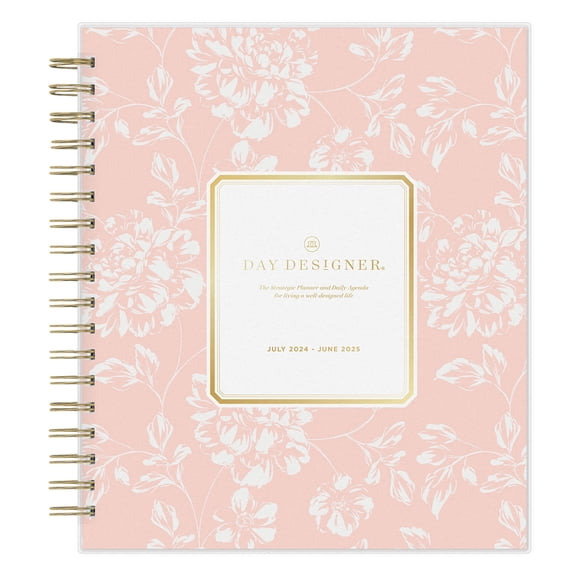 2024-2025 Day Designer Daily/Monthly Planning Calendar, 8" x 10", Annabel Blush Frosted, July To June, 147768