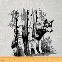 Homewish Farmhouse Wolf Animal Fabric by the Yard 2 Yards for Adult, Rustic Wildlife Sewing Fabric, Teens Kids Adult Man Fabric for Sewing, Luxury Bedroom Decor