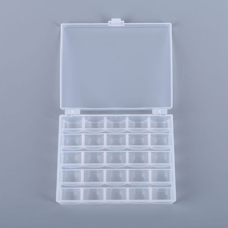 Transparent 25 Pieces Mudder Plastic Sewing Machine Bobbins with Storage Case for Brother Janome Singer Elna Sewing Machine 