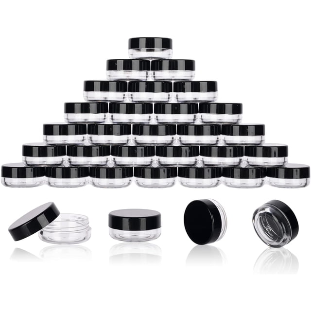 3 Gram Sample Containers with Lids, 200 Count Tiny Sample Jars, Empty Lip Balm Containers, Mini Cosmetic Containers with Lids, Makeup Travel Containers with Labels, Mini Disposable Spatulas