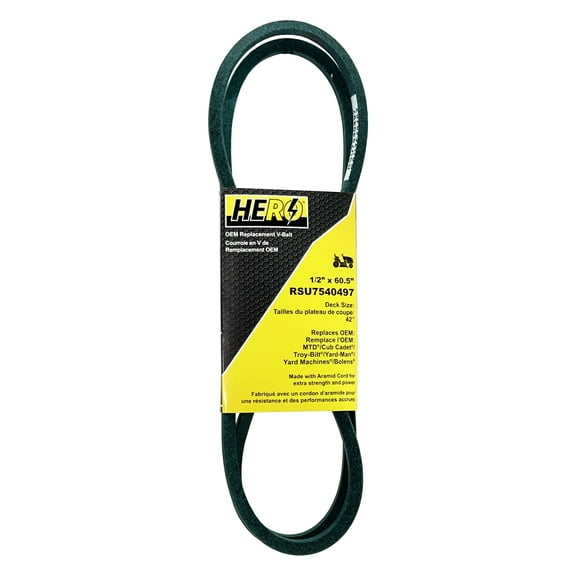 HERO OEM Aramid Kevlar Replacement Belt for MTD 7540497 - Fits Cub Cadet, Troy Bilt, Toro - 1/2" x 60"