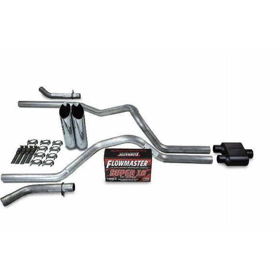 Chevy GMC 1500 88-95 2.5" Dual Exhaust Kits Flowmaster Super 10 Slash Tip Corner