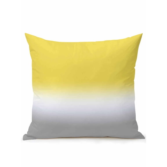 1 Pack Outdoor Throw Pillow, Yellow White Grey Ombre Waterproof Pillow with Insert Included, Modern Abstract Aesthetics Decorative Accent Cushion Sofa Pillows for Patio Porch, 18 x 18 In