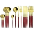 thumbnail image 1 of 24Pcs Stainless Steel Dinnerware Set Kitchen Green Gold Cutlery Set Knife Fork Spoon Flatware Tableware Minimalist Silverware, 1 of 5