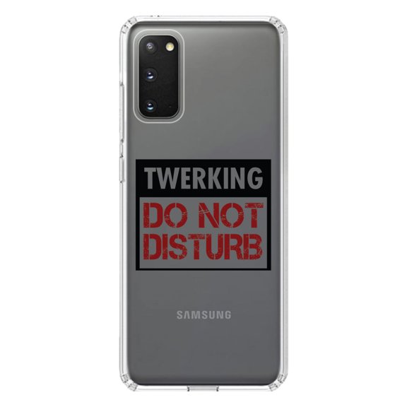 DistinctInk Clear Shockproof Hybrid Case for Galaxy S20 / S20 5G (6.2" Screen) - TPU Bumper Acrylic Back Tempered Glass Screen Protector - Twerking Do Not Disturb