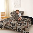 thumbnail image 4 of Feelyou Brown Camo Wildlife Full Size Comforter Sets for Men Boys, Rustic Woodland Animal Bedding Sets, Olive Drab, Black Reversible, 3pcs, 4 of 6