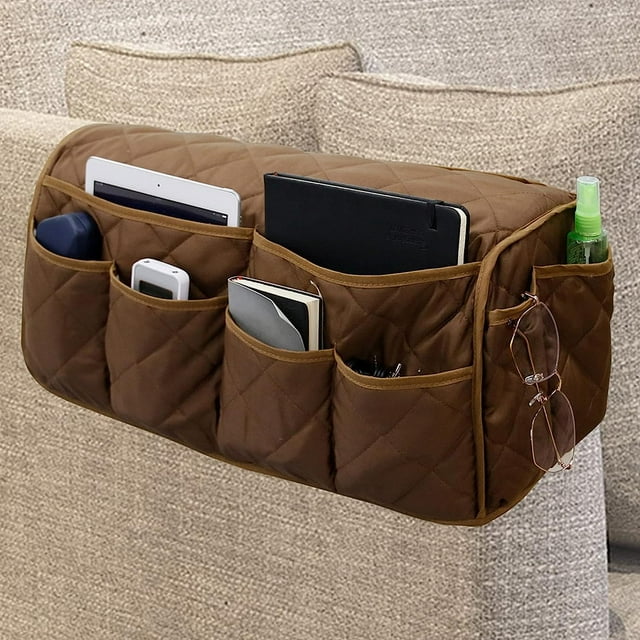 Organizador para sillón Caddy MEHIDFY, impermeable, para sofá, reposabrazos, color marrón