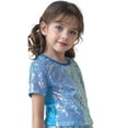 thumbnail image 2 of GiLiling Girls Sequin Performance T Shirt Short Sleeved Summer Lightweight Comfy Soft Casual Round Neck Top (Blue, 11-14 Years), 2 of 4