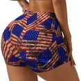 thumbnail image 1 of Balery Vintage USA Flag Pantalones cortos de entrenamiento estampados para mujer, sin costuras, ajustados, para gimnasio, yoga, correr, deportes, ejercicio activo, fitness.-Small, 1 of 8