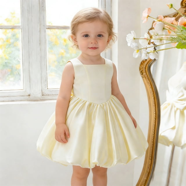 Robe de Fête Formelle pour Filles Tout-Petits et Filles avec Nœud Papillon, Sans Manches, pour le Jeu Quotidien et