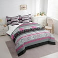 thumbnail image 3 of Feelyou Grey Pink Aztec Bedding Comforter Set 7 Pieces, Boho Rustic Triangle Full Bedding Set, Western Old Fashion Reversible Fitted Sheet Flat Sheet, Super Cozy Room Decor, 3 of 8