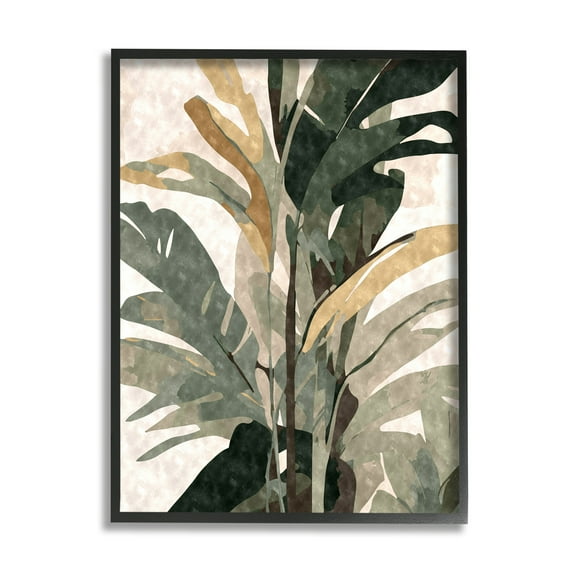 Stupell Industries Palm Plant Abstraction Botanical & Floral Painting Black Framed Art Print Wall Art, 11 x 14