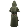 thumbnail image 4 of SAWOBUUN Mens Renaissance Set Medieval with Hooded Surcoat Leather Belt Ren Faire Halloween Outfit, 4 of 6