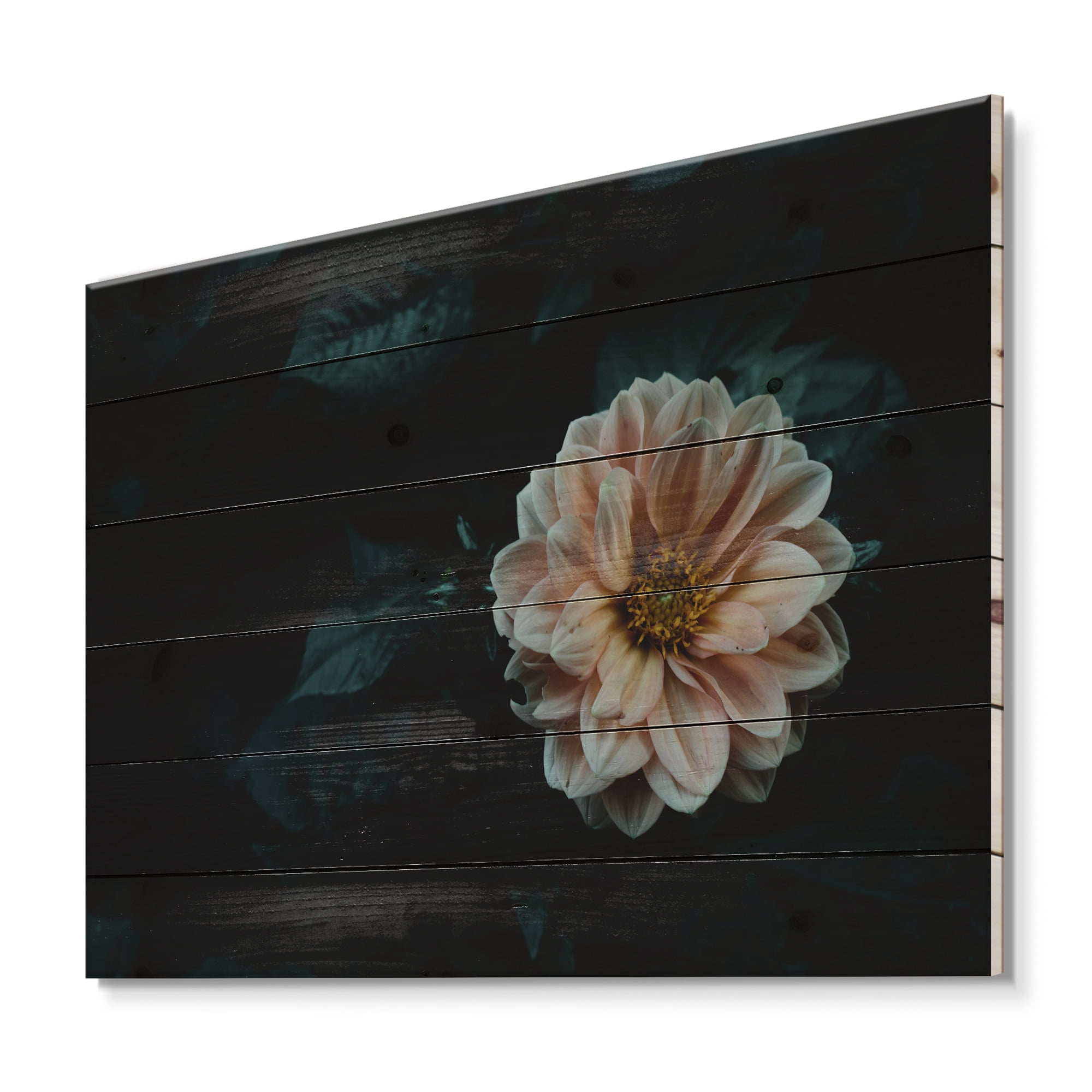 Designart 'Blooming Yellow Flower' Traditional Print on Natural Pine Wood
