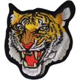 thumbnail image 1 of Tigre Chat Puma Jaguar Animal Animal Animal Tête Fer sur des Taches Brodées, Jaune, Moyen, 1 of 2
